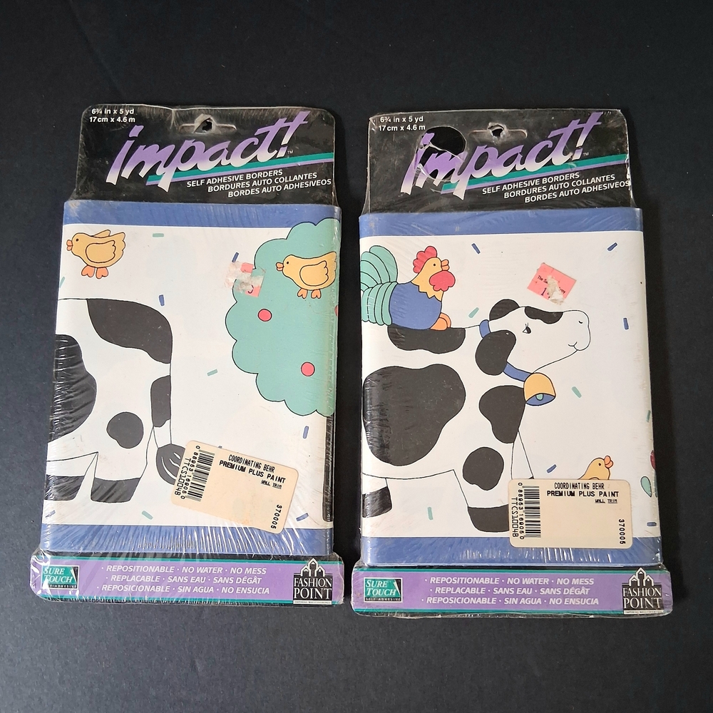 RARE Imperial Vintage farm Animal Repositionable 90s Wallpaper Boarder Set New